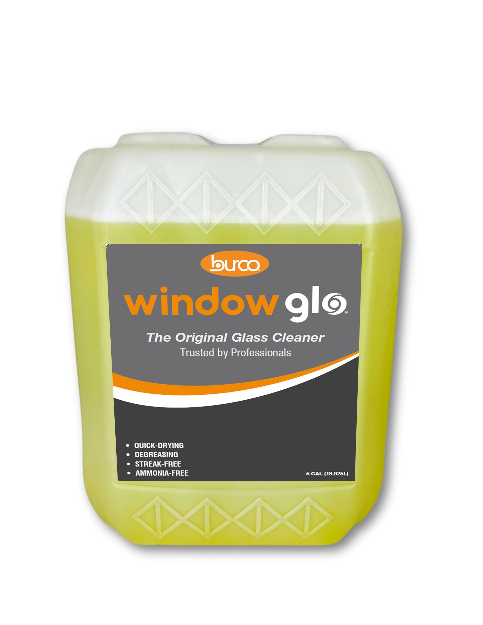 BURCO THE ORIGINAL WINDOW GLO  YELLOW - 5 GAL TOTE W SPIGOT